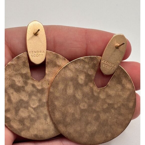 Kendra Scott Rose Gold-Toned Hammered Disc Drop Earrings - Picture 4 of 6